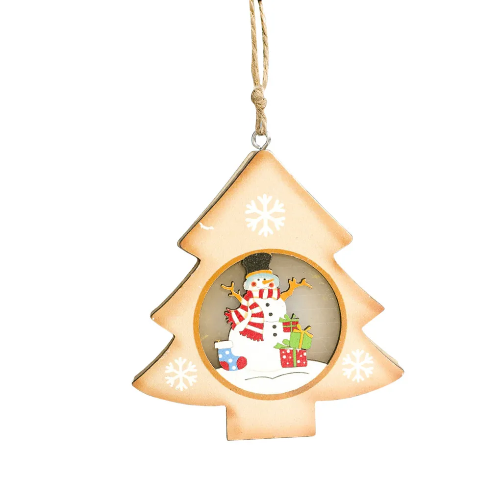 Деревянные рождественские игрушки на рождественской елке новогодняя елка окрашенная Снеговик световая открытка Рождественская елка легкий маленький кулон navidad