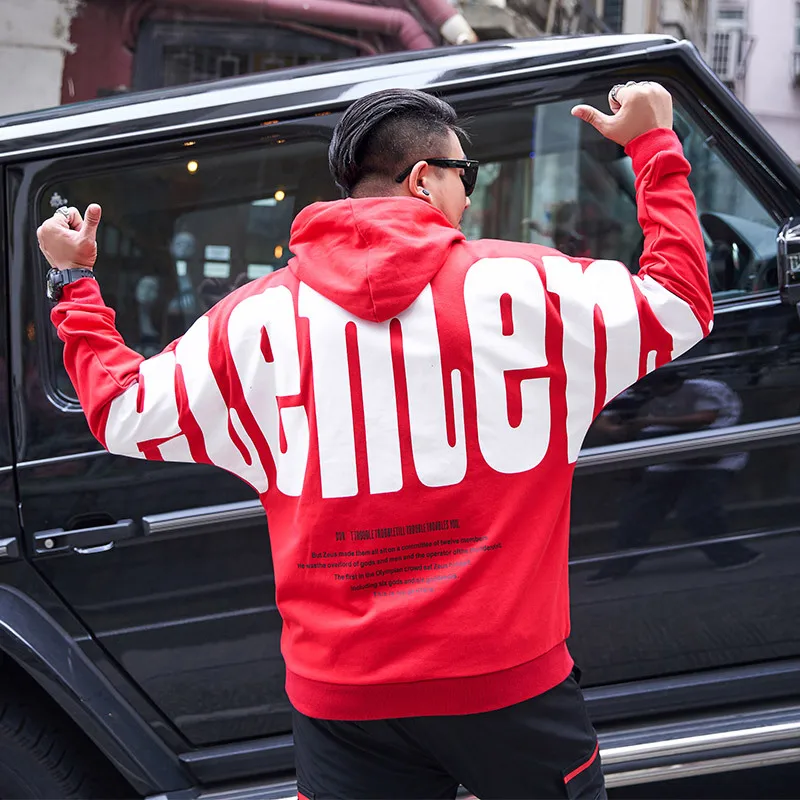 GXXH с буквенным принтом для мужчин Уличная Хип Хоп Толстовки осенние толстовки оверсайз толстовки с капюшоном Красная черная одежда 6XL 7XL