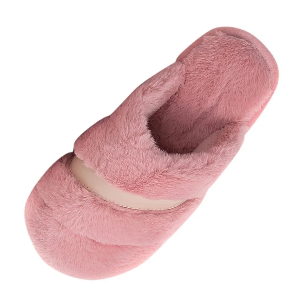 

SAGACE 2019 warm winter women's slippers Couples Cotton Slippers Women Solid Color Antiskid Platform Shoe fluffy slippers female