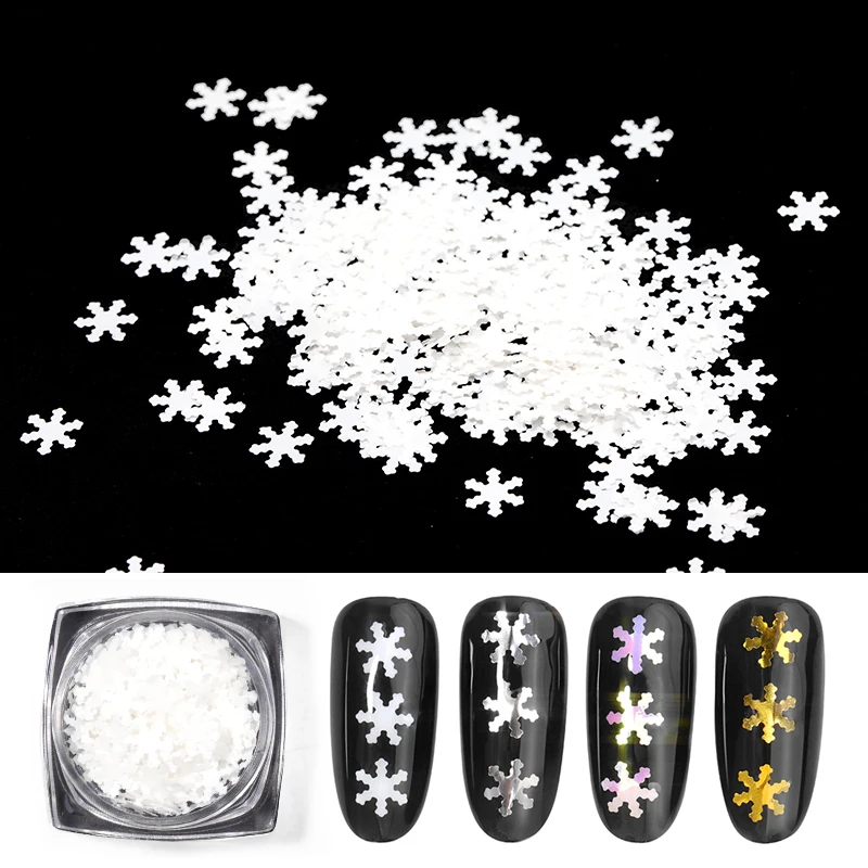 

HNUIX 1 bottle hollow out gold nail glitter glitter snow flakes mixed Design decorations for Nail Arts Pillette nail accessories