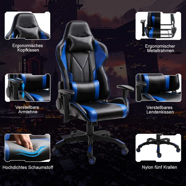 Gaming Stuhl PU Leder Einstellbare Ergonomische Lenden Kissen Büro