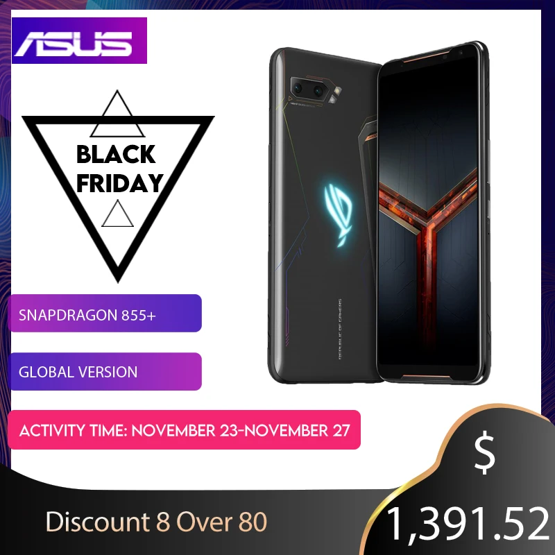 

ASUS ROG Phone 2 Global Version Gamingphone 512GB ROM 12GB RAM ZS660KL OTA Update Snapdragon 855 Plus 6000mAh NFC Android9.0