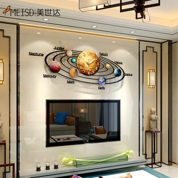 

MEISD Large Watch Creative Earth Designer Decorative Quartz Clock Big Silent Room Sticker Horloge Brown Art Poster Free Shipping
