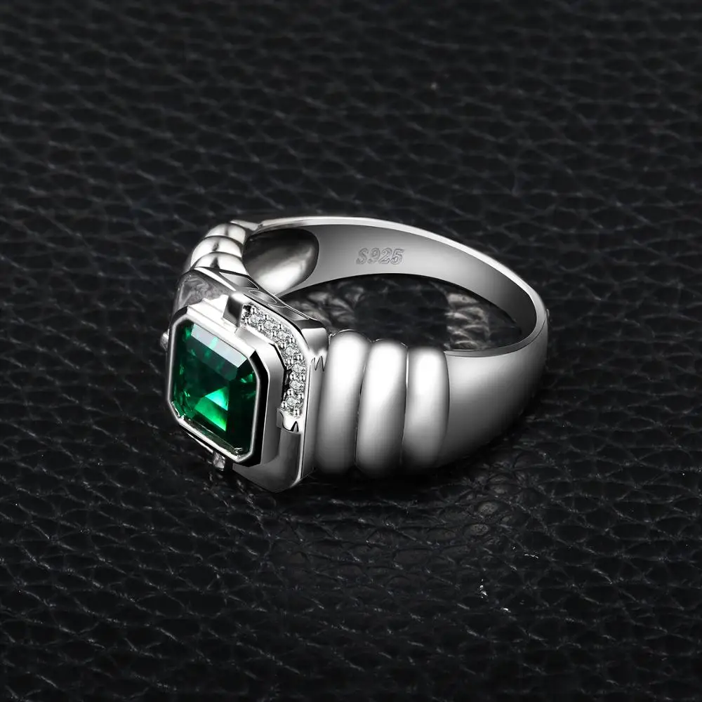 JewelryPalace специальные мужские роскошные создан нано русский изумруд кольцо на свадебный Юбилей 925 пробы серебро