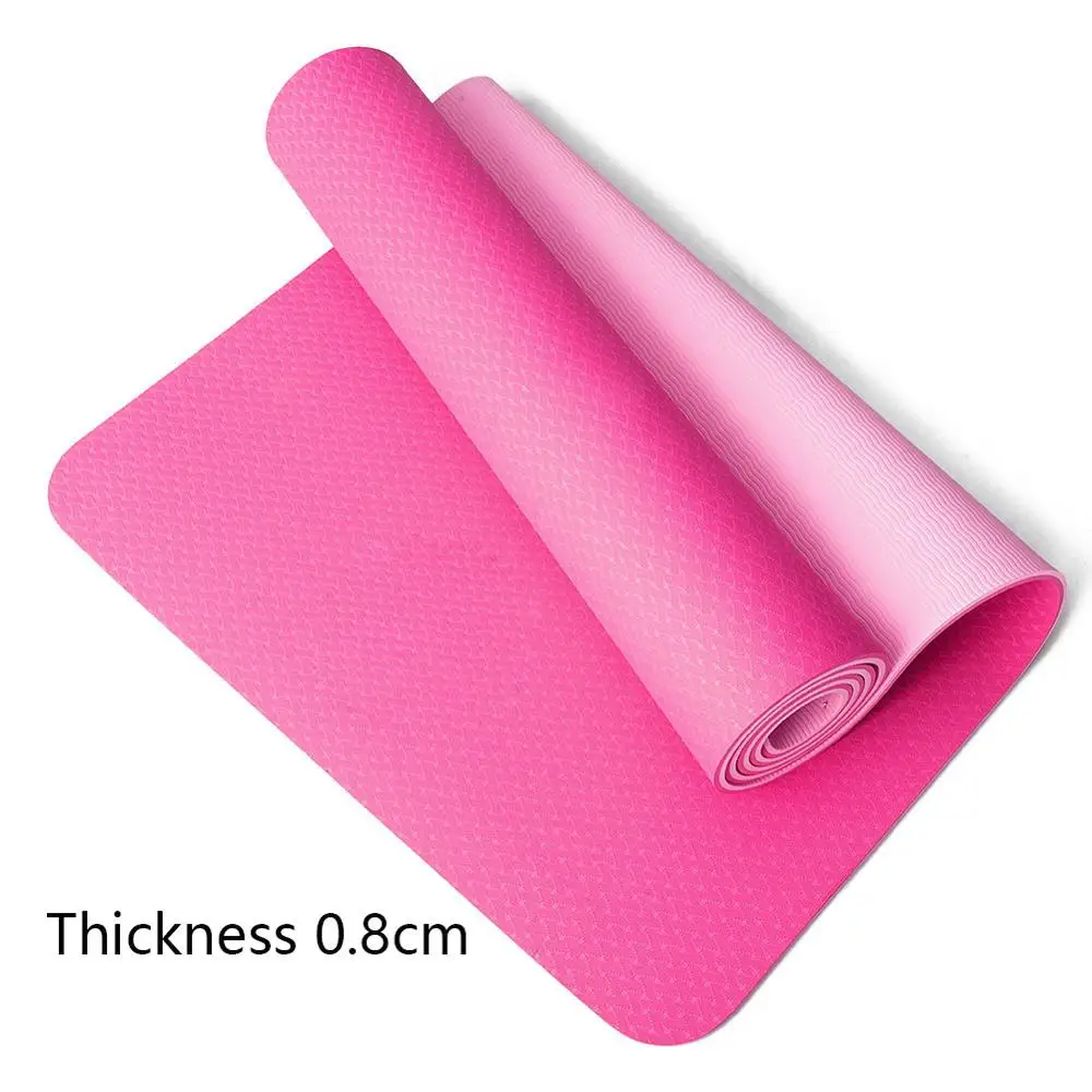 TPE коврик для йоги с позиционной линией, нескользящий коврик для начинающих, экологичный, для фитнеса, гимнастики, 1830*610*6 мм - Цвет: 0.8cm