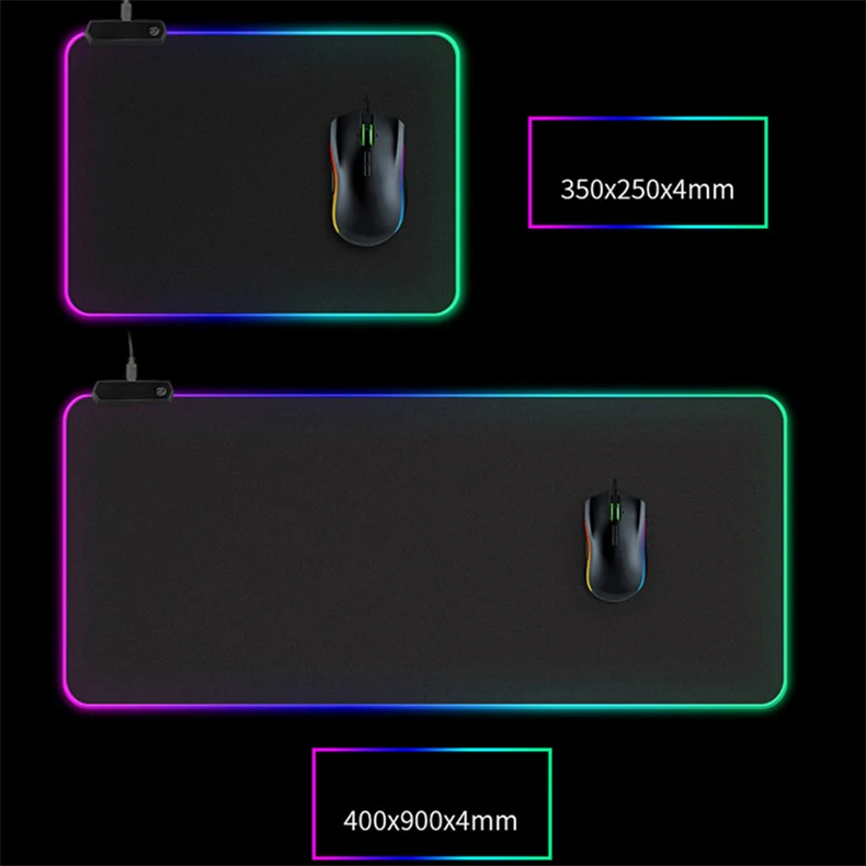 RGB Soft Large Gaming Mouse Pad Oversize Glowing Led Extended Mousepad Non-Slip Rubber Base Computer Keyboard Pad Mat