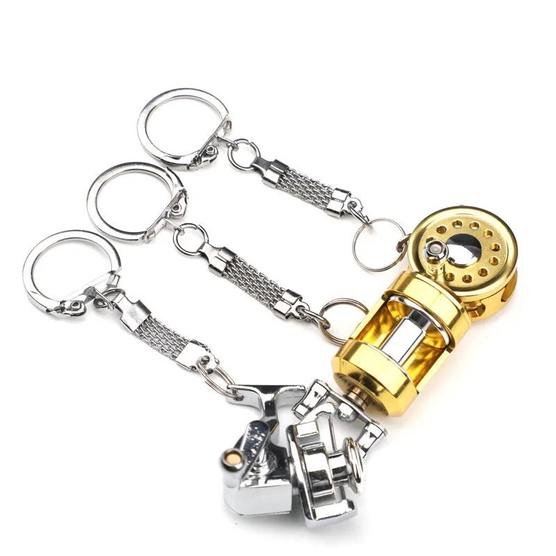 Fish Wheel Keychain Mini Fishing Reel Gold Silver Fly Fisherman