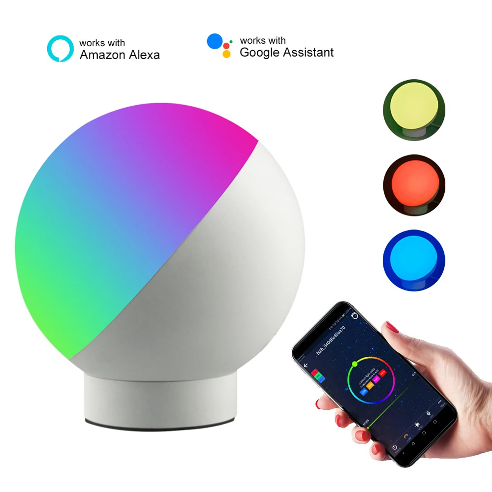 Mr 7W умный Светильник Настольный цветной выбор RGBW 3LED ночник Wifi приложение контролируется Alexa Google умный дом Луна Форма спальня