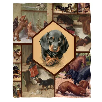 

Dachshund Funny 3d printed fleece blanket for Beds Hiking Picnic Thick Quilt Fashionable Bedspread Sherpa Throw Blanket