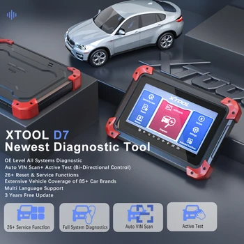 Newest XTOOL D7 Automotive All System Diagnostic Tool Code Reader Key Programmer Auto Vin with 26+ Reset Functions Active Test 2