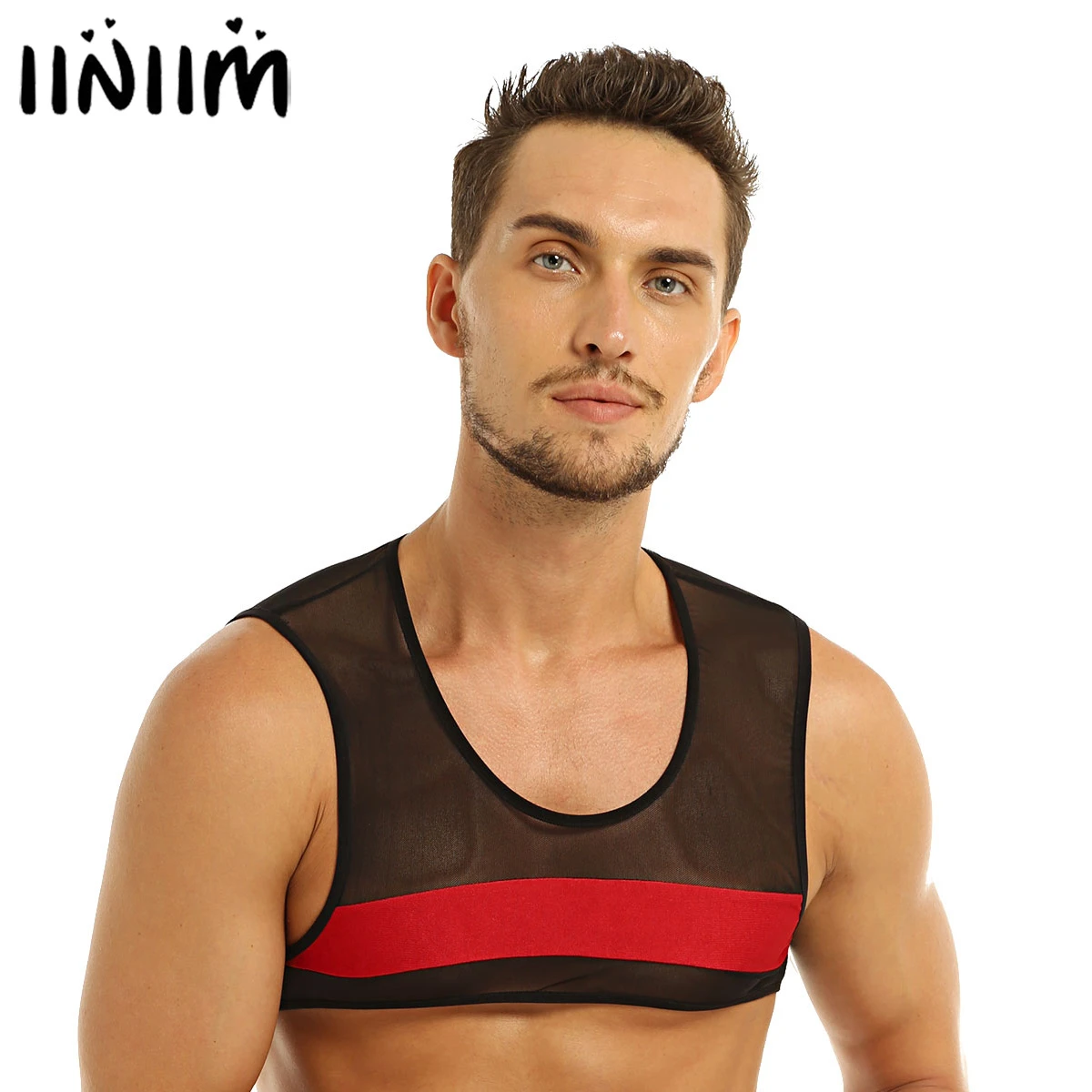 Mens Underwear T-Shirt See Through Tank Tops Basic Fancy Bra Tops Camisole Vest
