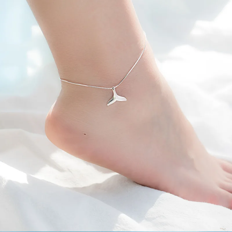 

Yong Cheng People Fishtail S925 Fine Silver Feet Pendant Women's Korean-style Cool Slimming Ankel Chain Women's-Online Celebrity