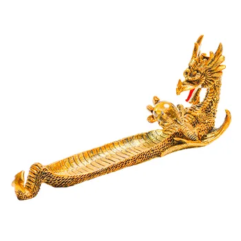

Backflow Lncense Golden Dragon Boat Incense Device Stick Holder Burner Hand Censer Ornaments Retro Burners Traditional Design
