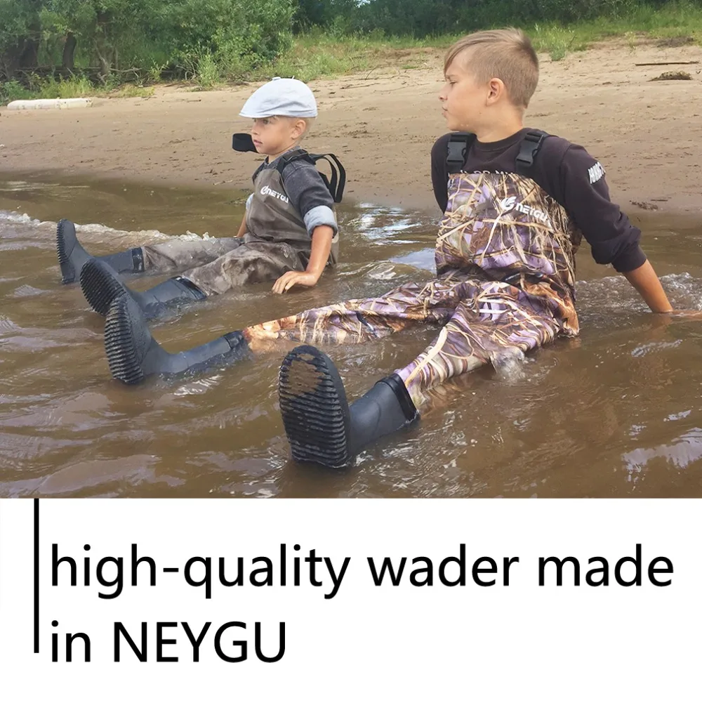 NEYGU 5 мм неопрен водонепроницаемый Изолированный термальный ребенок wader, Детская Грудь wader с резиновыми сапогами для рыбалки