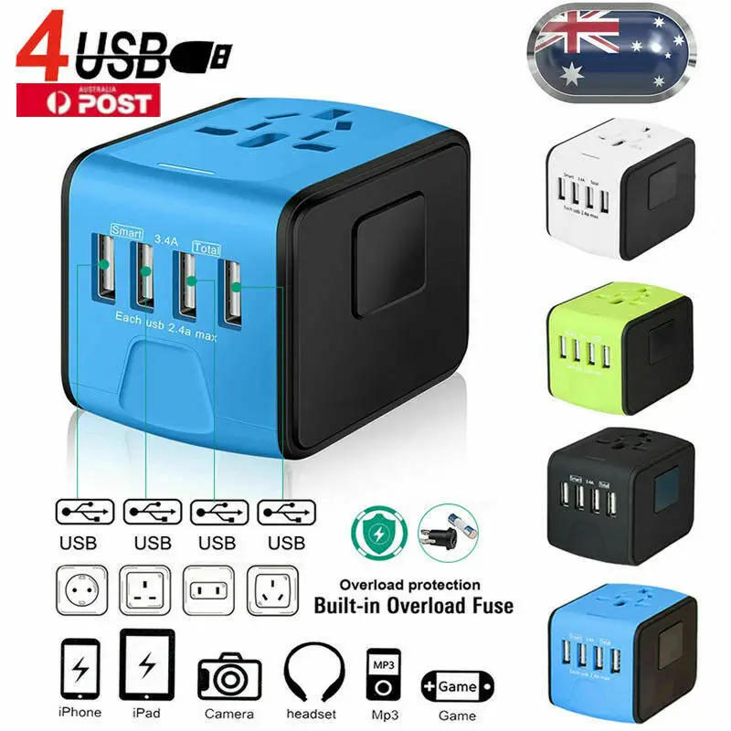 AUType-C 4 USB зарядное устройство Универсальный адаптер для путешествий США/Великобритании/ЕС/Австралии