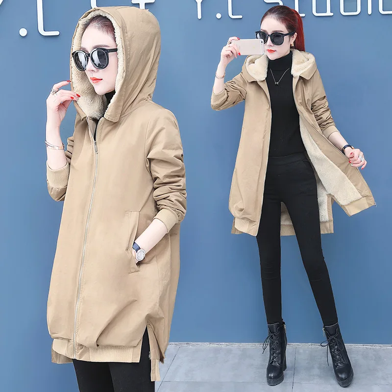 

[9z20229] 2019 Winter New Style Women's Fashion Mid-length plus Velvet Trench Coat
