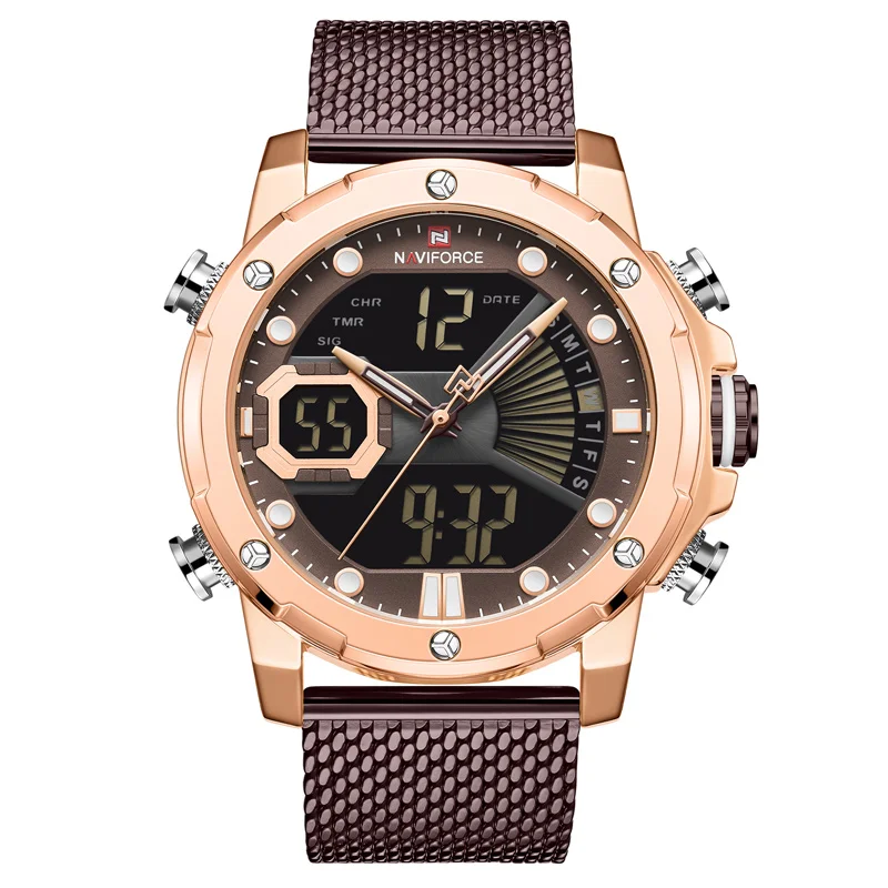 NAVIFORCE Лидирующий бренд мужские модные роскошные золотые часы мужские s повседневные водонепроницаемые аналоговые кварцевые часы наручные часы Relogio Masculino - Цвет: Steel RG CE
