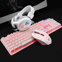 Игровая клавиатура мышь гарнитуры коврик для мыши набор 1600 dpi водонепроницаемый с подсветкой FKU66