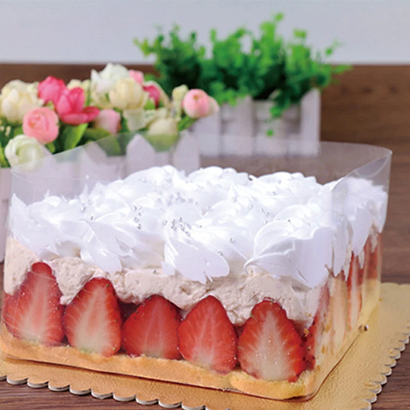 Praktische Mousse-Kuchenrandverpackung, Dessert-Umrandung, fest gebundene Kuchenränder, PET-Band, Kuchen-Dessert-Kragen, DIY-Kuchendekorationswerkzeuge_voghion.com