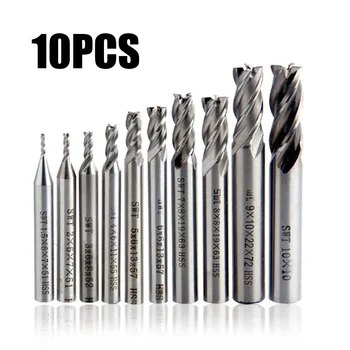 

10pcs Milling Cutters High-speed steel 1.5/2/2.5/3/3.5/4/4.5/5/5.5/6mm Metal