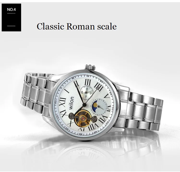 

Automatic Self-wind Mechanical Watch WILON Brand Mens Watches Tourbillon Stainless Steel Luxury Wristwatches Relojes Hombre 2029
