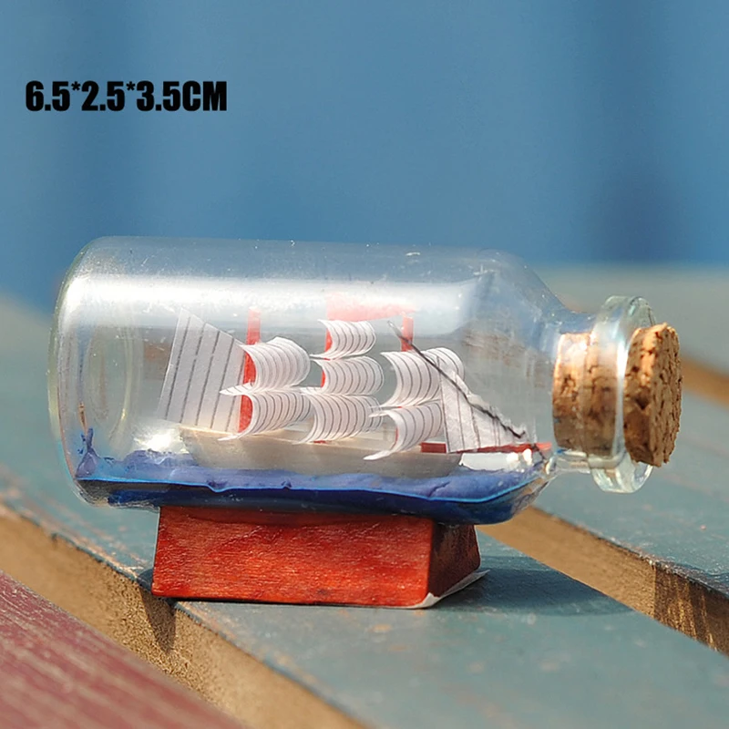 Home Decor Mini Sailing Pirate Boat Ship Small Wood Cork Glass Drift Charm Wishing Bottle Vial Valentine's Day Gift 3