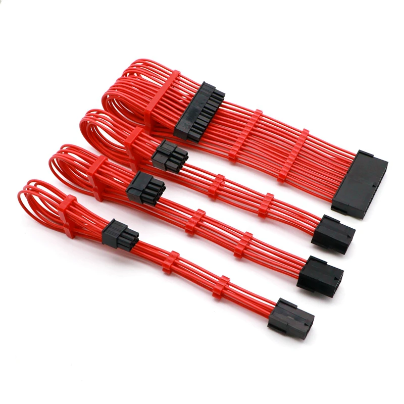 Комплект удлинительного кабеля 180 градусов ПК компьютер ATX 24Pin EPS 4 + 4Pin PCI E 6 2Pin 6Pin