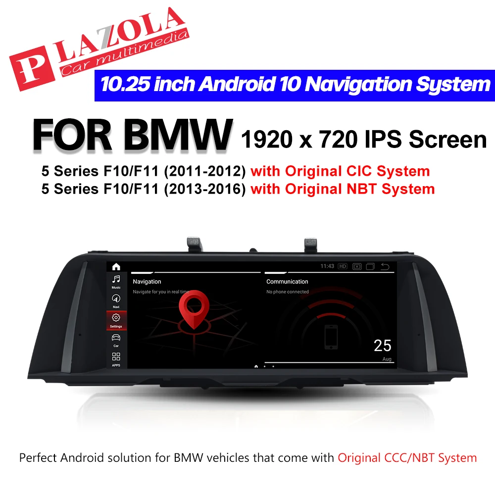 PLAZOLA Android 10 Автомобильный мультимедийный навигационный GPS плеер для BMW 5 серии 520i