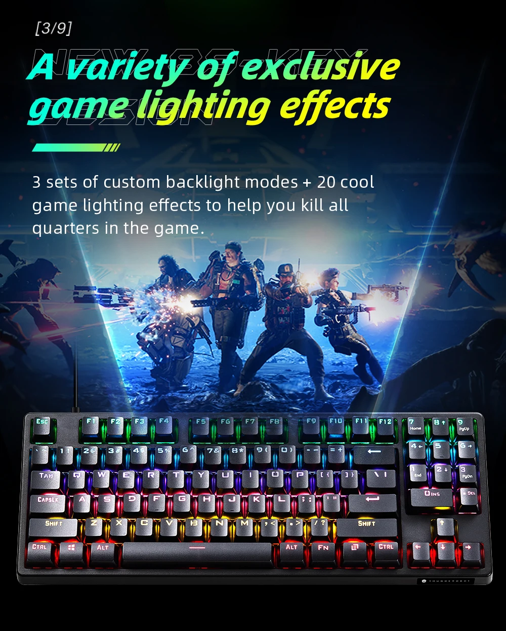 interruptor vermelho, interruptor azul, RGB Gaming teclados para gamer