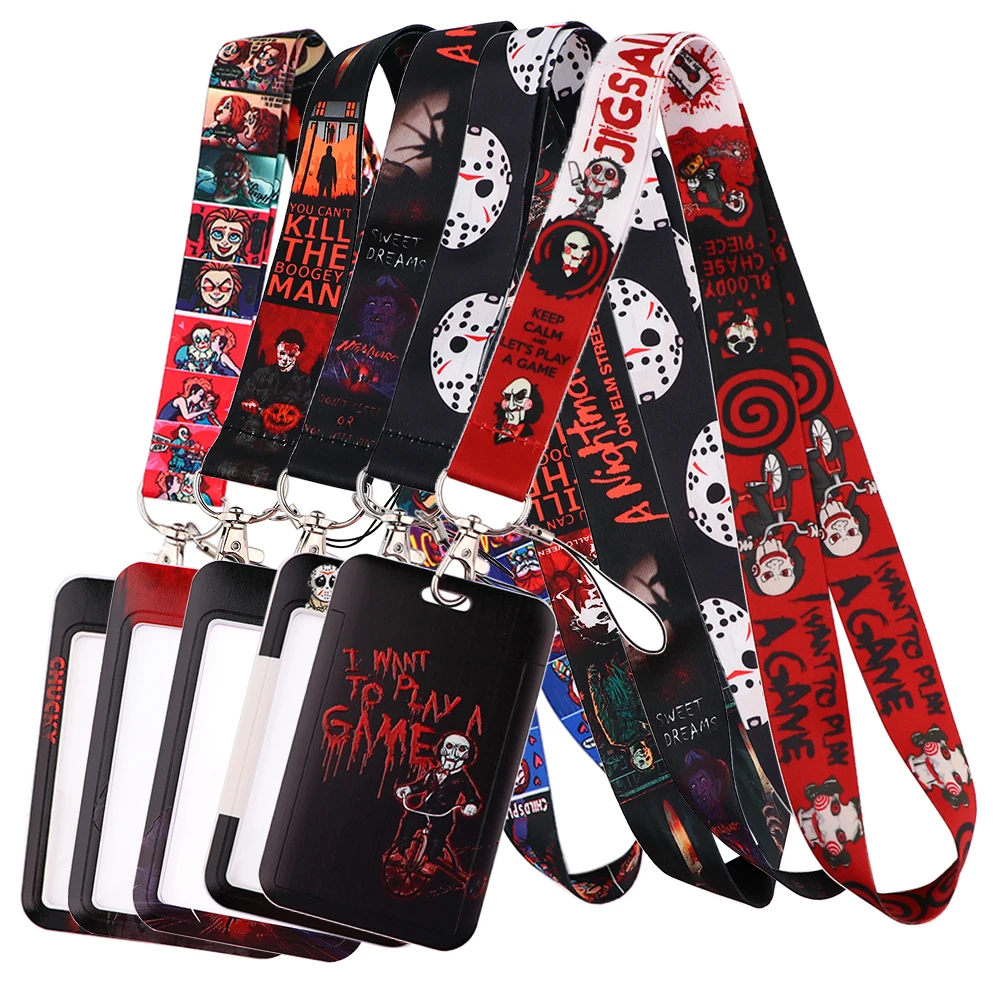DZ2482 Halloween Lanyard For Key chain ID Card Cover Pass Horror Movie Mobile Badge Holder Keyring Neck Straps Accessories Gifts |