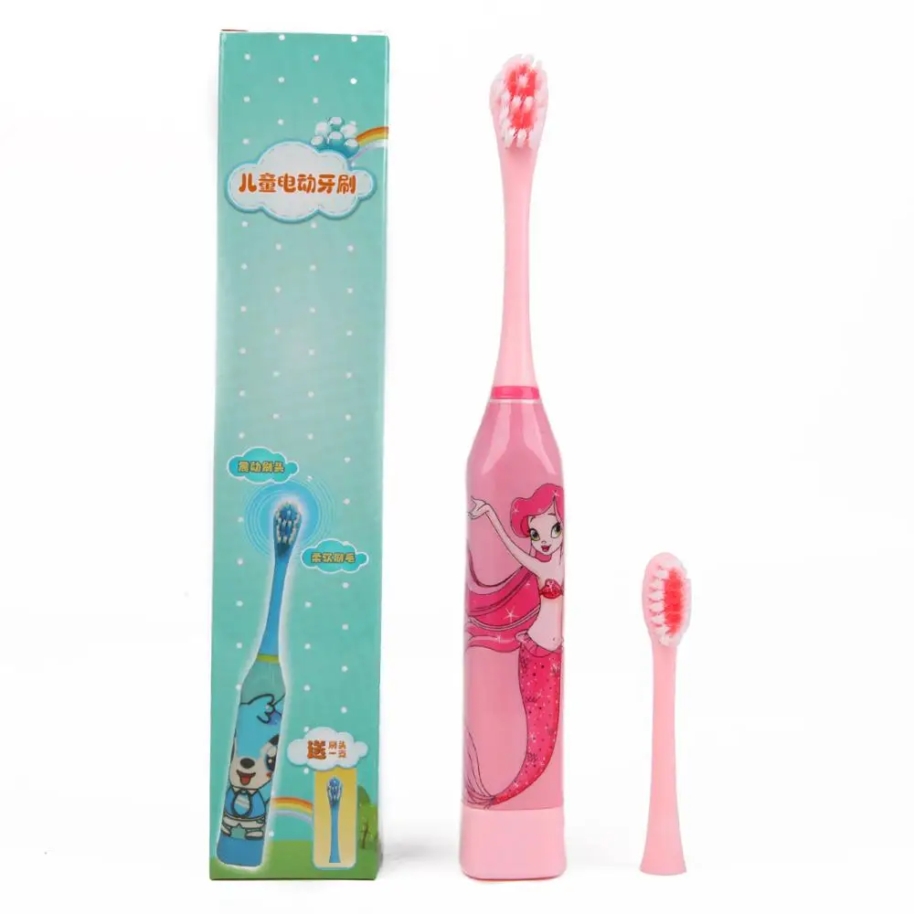 Детская зубная щетка с мультипликационным рисунком, двухсторонняя зубная щетка, сменная зубная щетка, детская зубная щетка - Цвет: Розовый