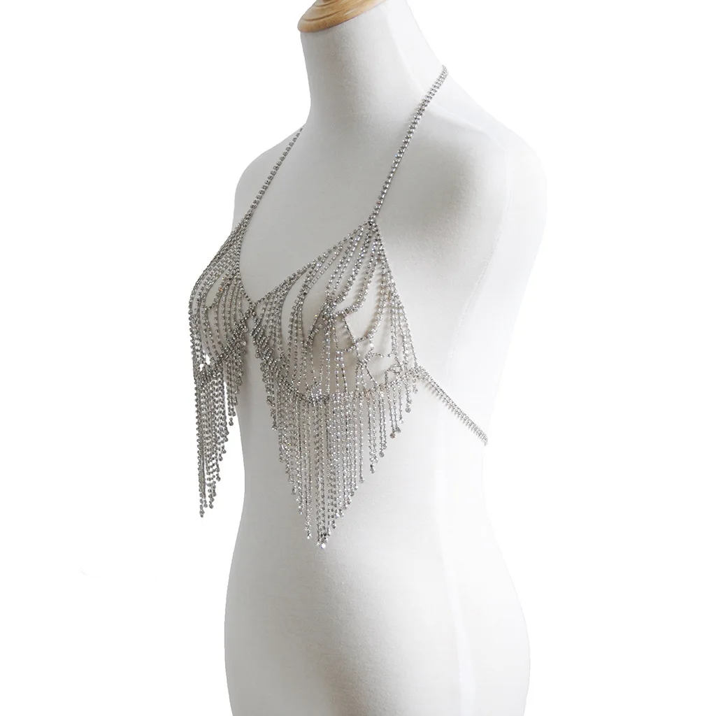 Verano playa moda strass sujetador cadena пикантные arnés бикини sujetadores borla; сезон осень cadena mujer joyería señora Cadena de diamantes de