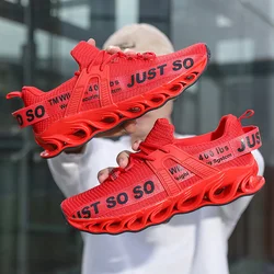 Red Men's Blade Sneakers Fashion Outdoor Mesh Breathable Running Shoes Ligtweight Gym Traniners JUST SOSO Shoes Large Size 46