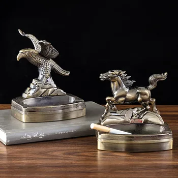 

Metal Sailing Ashtray Plastic Model Electroplating Bronze Animal Ornaments High-end Retro Ashtray To Give Father Boyfriend Gift