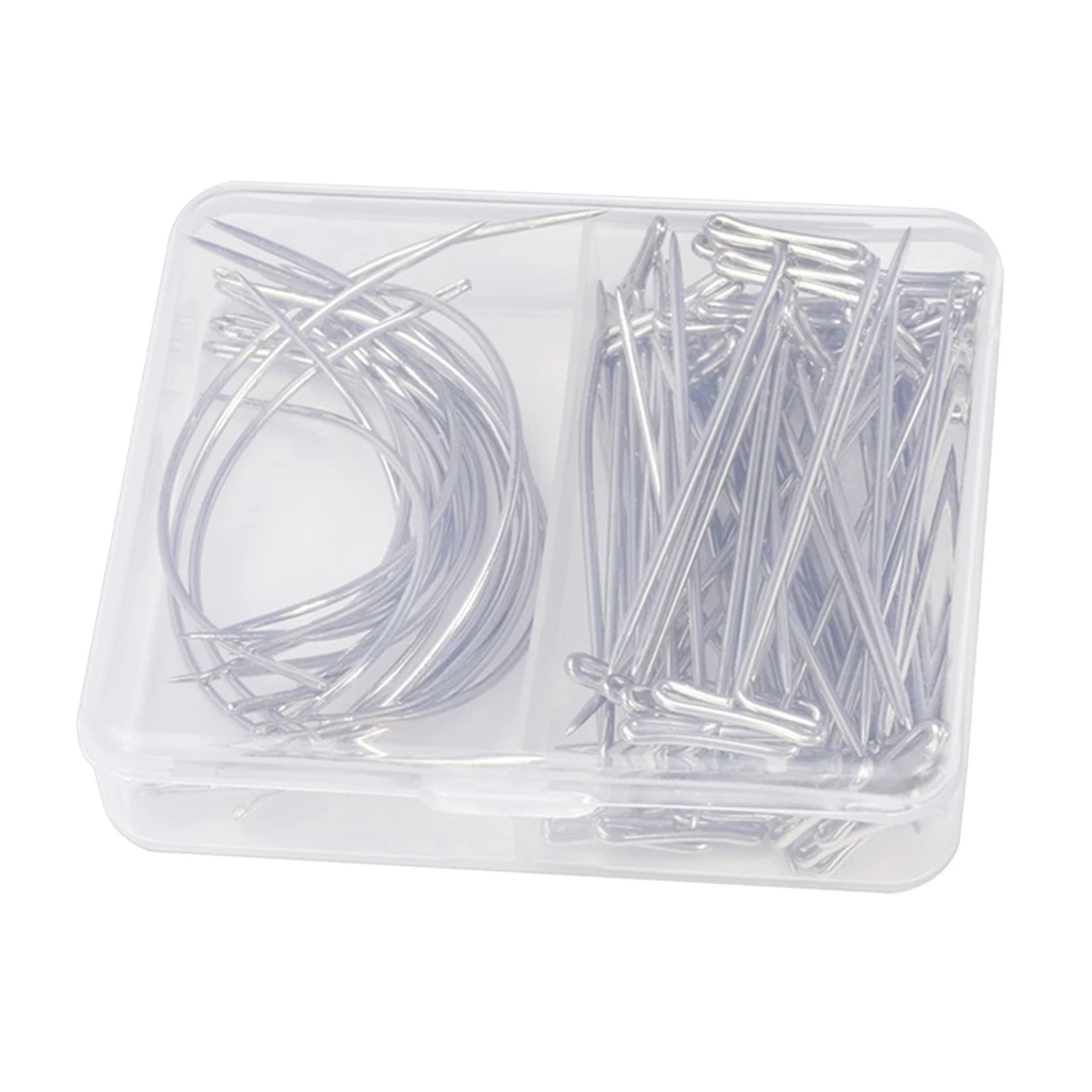 70pcs T Pins C Needles Wig Sewing Cord for Holding Wigs Wig Making Blocking Knitting Modelling Hair DIY Tools Hair Extensions