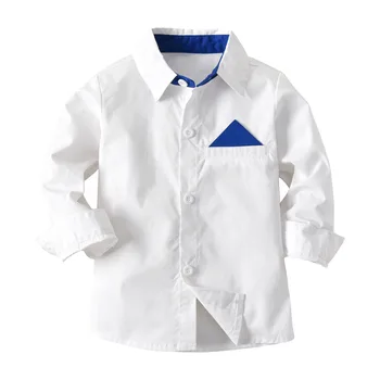 

Children boys white shirt 2018 new big virgin shirt T-shirt long sleeve shirt