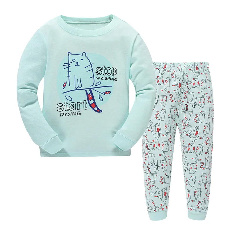 Новые хлопковые детские пижамы, комплект одежды для сна с длинными рукавами и круглым вырезом для девочек, рождественские пижамы для малышей, От 2 до 7 лет