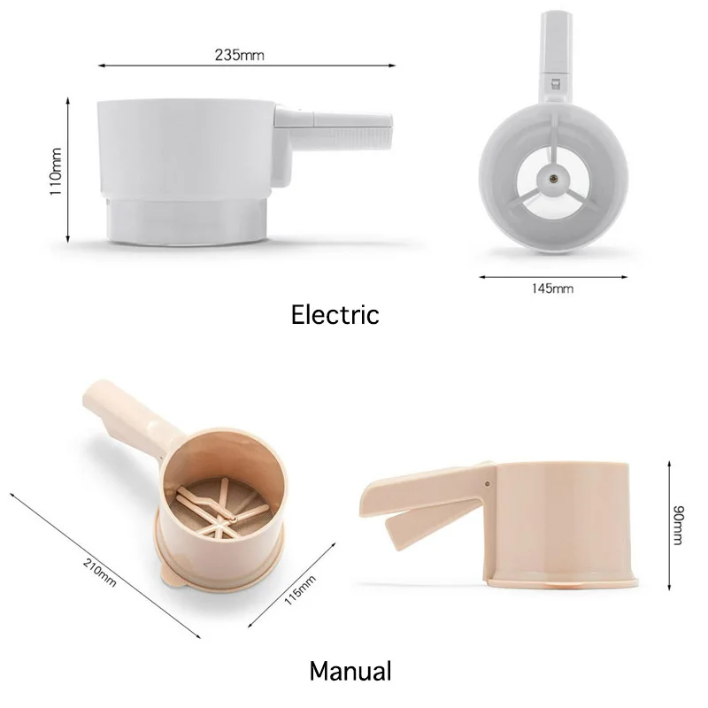 Ручное электрическое ручное сито для муки, пластиковое сито для чашки, механическое для муки, фильтр для муки, сито для домашней кухни, инструменты для выпечки кондитерских изделий