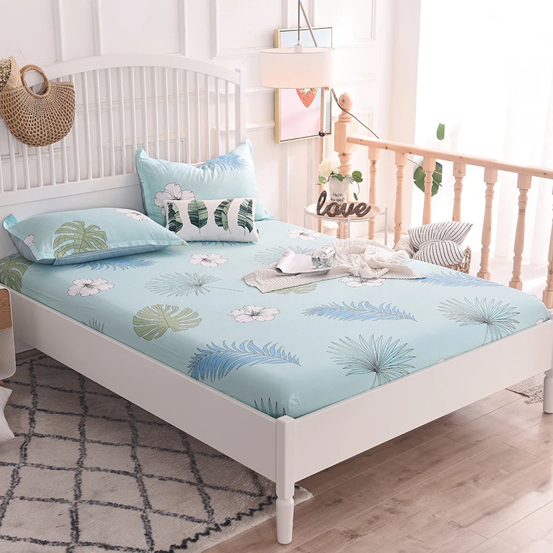 21 Bed Sheet With Pillowcase 100%Cotton Mattress Cover Fitted Sheet Corner with Elastic Band Bed Sheet 120x200cm/150x200cm - Цвет: 21