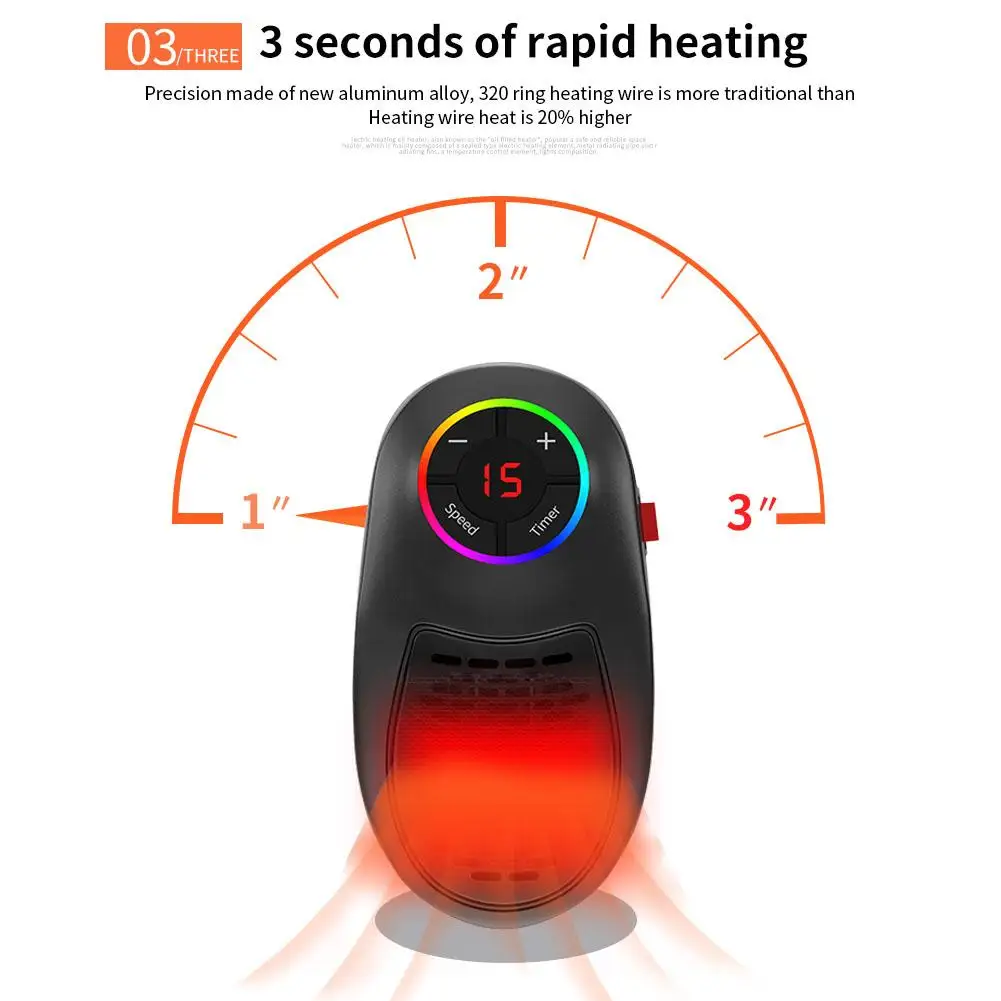 1000w Mini Electric Wall Heater Punch Free Wall Electric Intelligent Heater Space Heater Air Heating Warmer Fan Remote Control