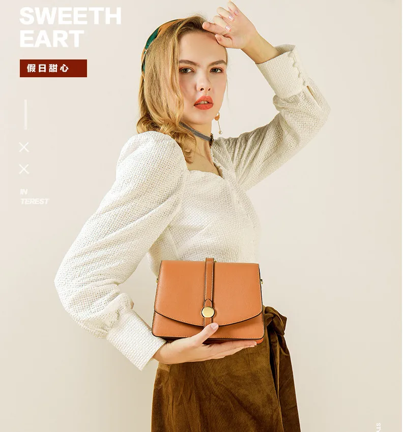 

2 Genuine leather lady bag Spring 2019 cowhide lady bag high-grade handbag oblique Bag 190627 bobo