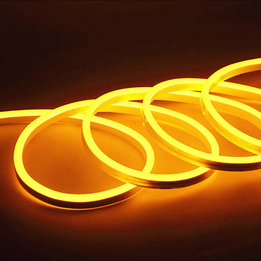 Гибкий Светодиодные ленты 12V Водонепроницаемый неоновая подсветка для передачи данных 1 M/2 M/3M/4M/5 м 120 светодиодный s/M неоновая лента для отдыха и вечеринок сада поделки декор для наружного освещения - Испускаемый цвет: Yellow