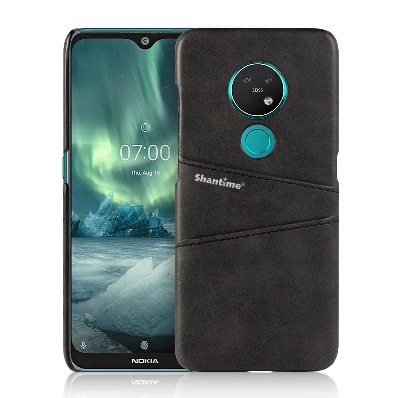 Обложка на заднюю панель из искусственной кожи для Nokia 7,2 чехол для телефона для Nokia 6,2 чехол с отделением для визиток - Цвет: Black