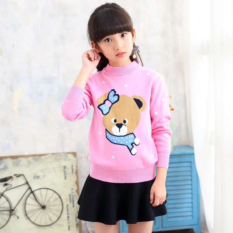 

Autumn And Winter New Style Cartoon Bear Crew Neck Sweater Korean-style Big Boy Double Layer Thick Base Tops Sweater Pure Cotton