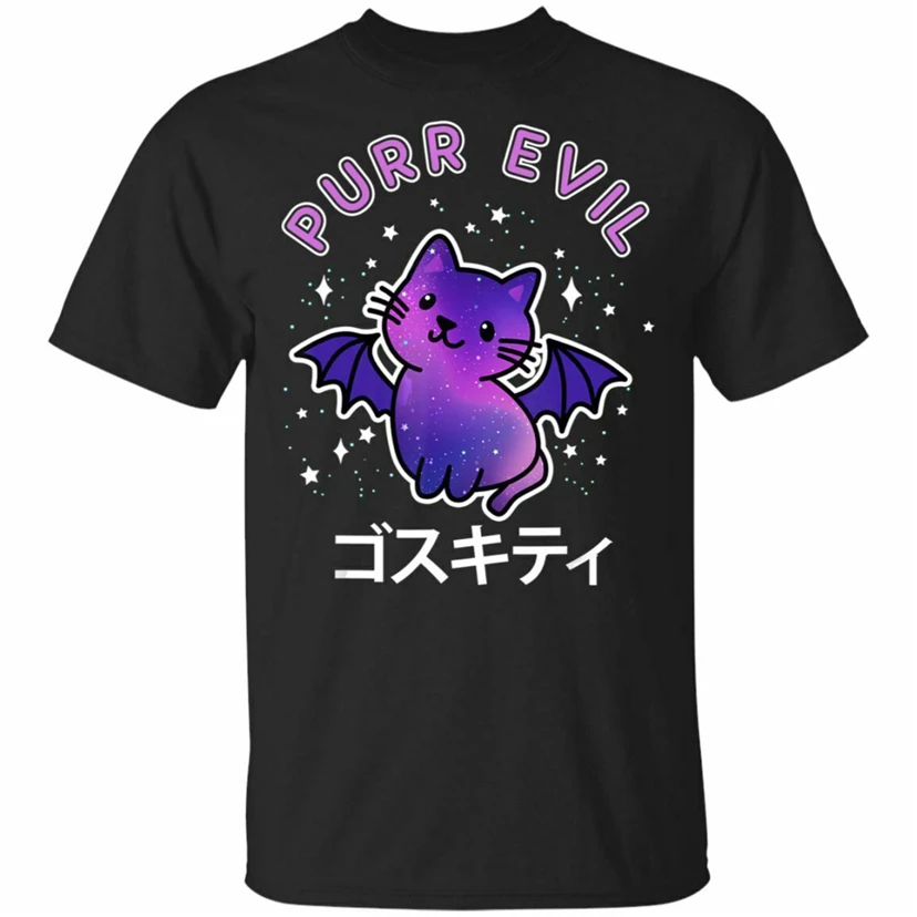 

Pastel Goth Cat Bat Anime Kawaii Gift Galaxy Space Black Navy T-Shirt S-6Xl Streetwear Funny Tee Shirt