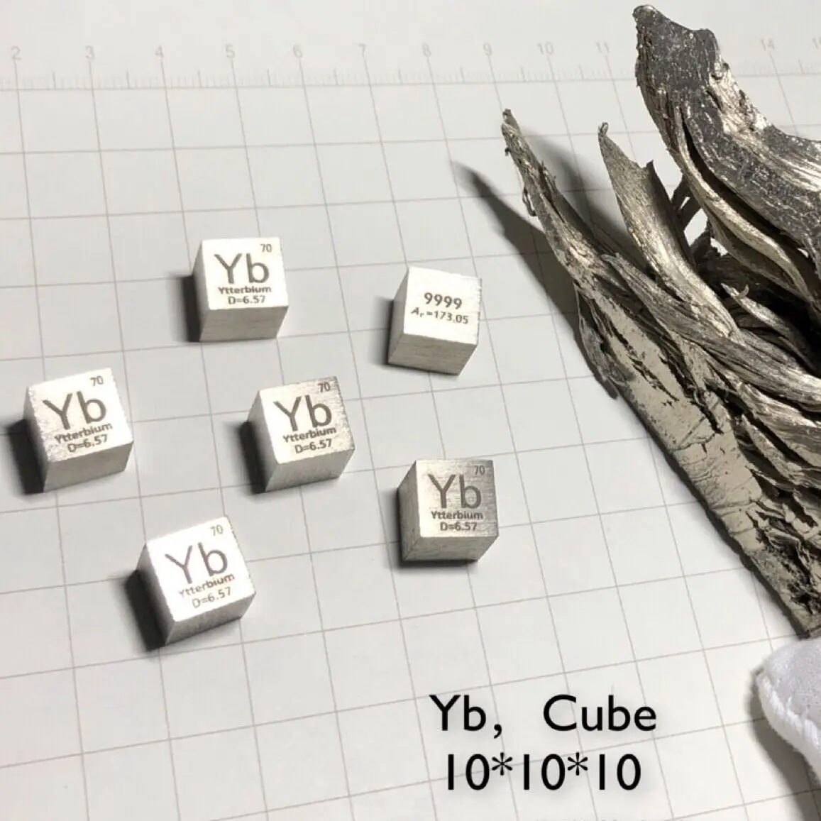 Редкий металлический куб 10 мм иттрий Samarium gadolium Terbium Dysprosium Holmium Erbium Ytterbium Thulium Lutetium Scandium - Цвет: 1pcs Ytterbium cube