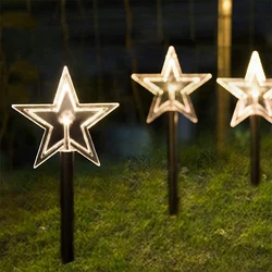 Lampe LED solaire d'extérieur, pentagramme, flocon de neige, pour arbre de noël, rue, chemin, jardin, cour, lampe de pelouse, nouvel an 2022 