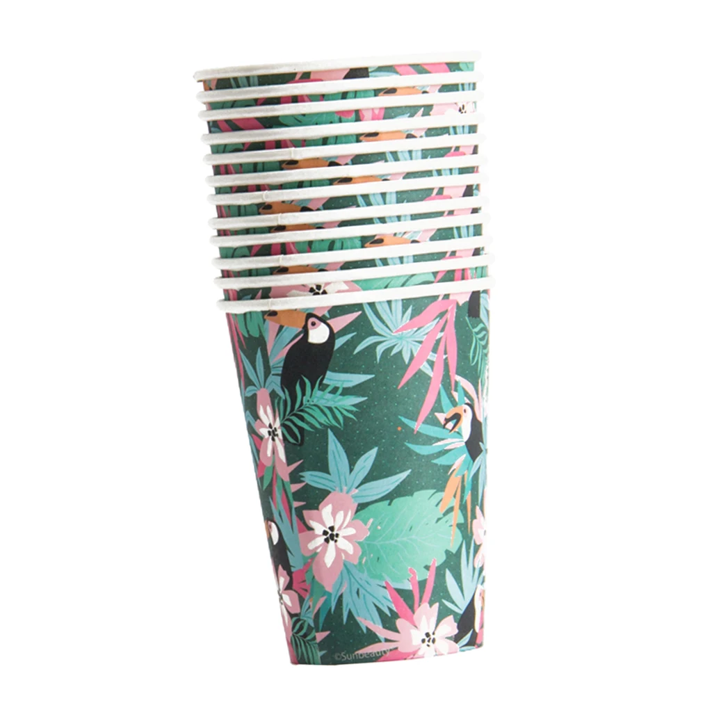 12pcs Paper Cup Summer Animal Series For Birthday Party Jungle Themed Party Forest Theme Decor Cups Party Supplies