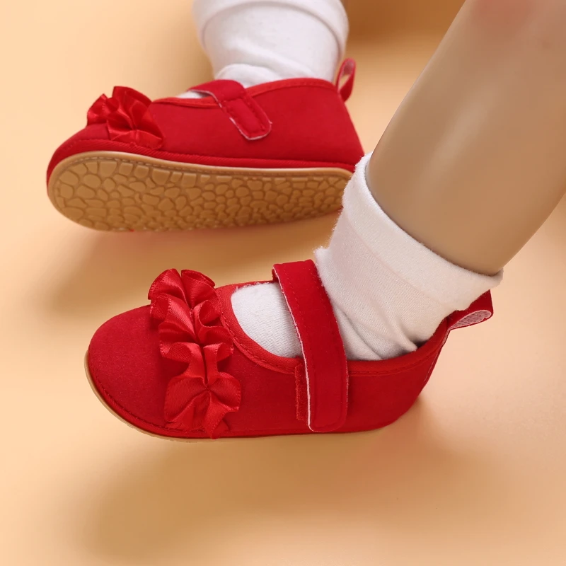 Baby Spring And Autumn Style Lovely Bow Solid Color Soft Sole Princess Shoes 0-18 Months Newborn Baby Casual Walking Shoes