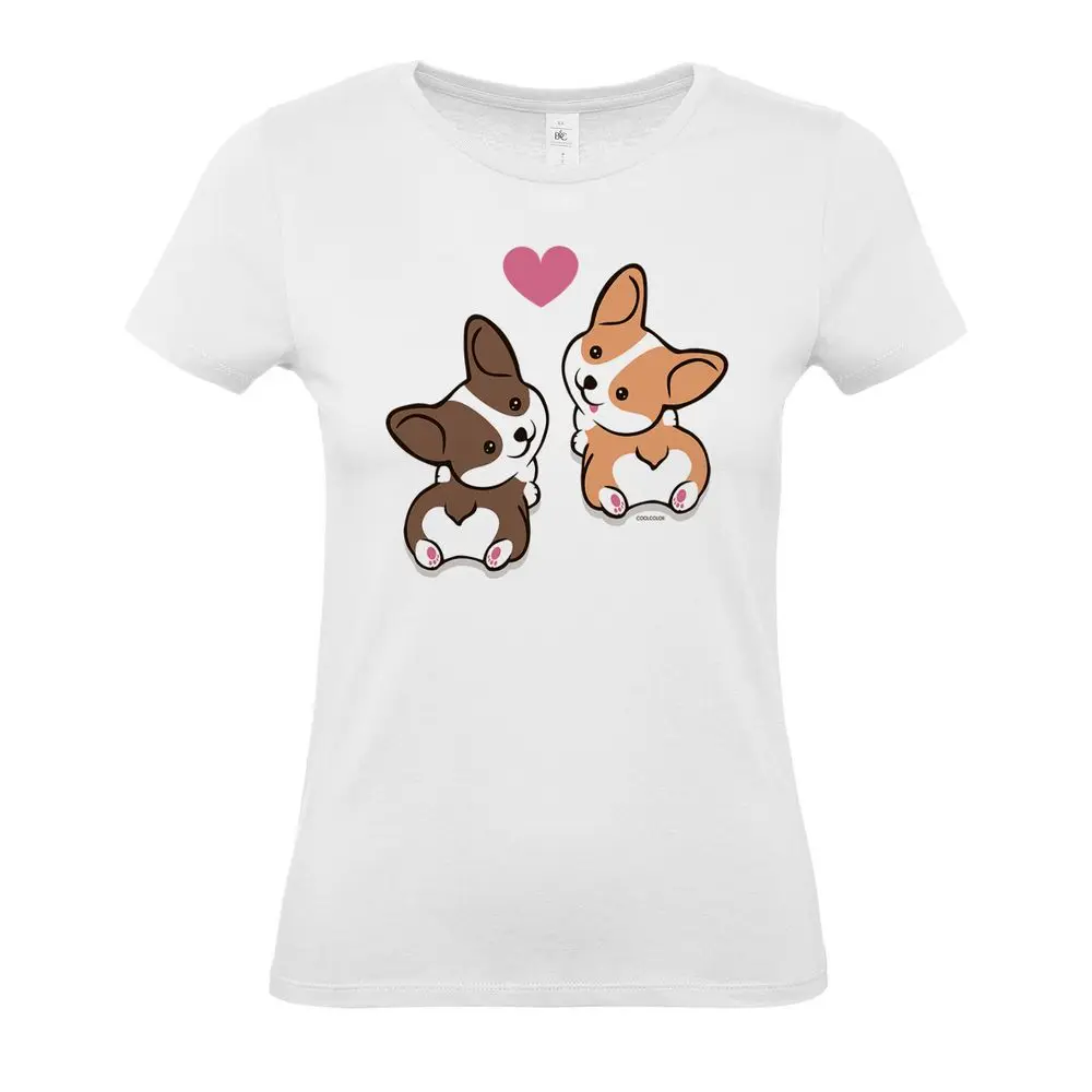 Футболка женская Little Corgi белая CoolColor хлопок приталенная футболка с принтом. |